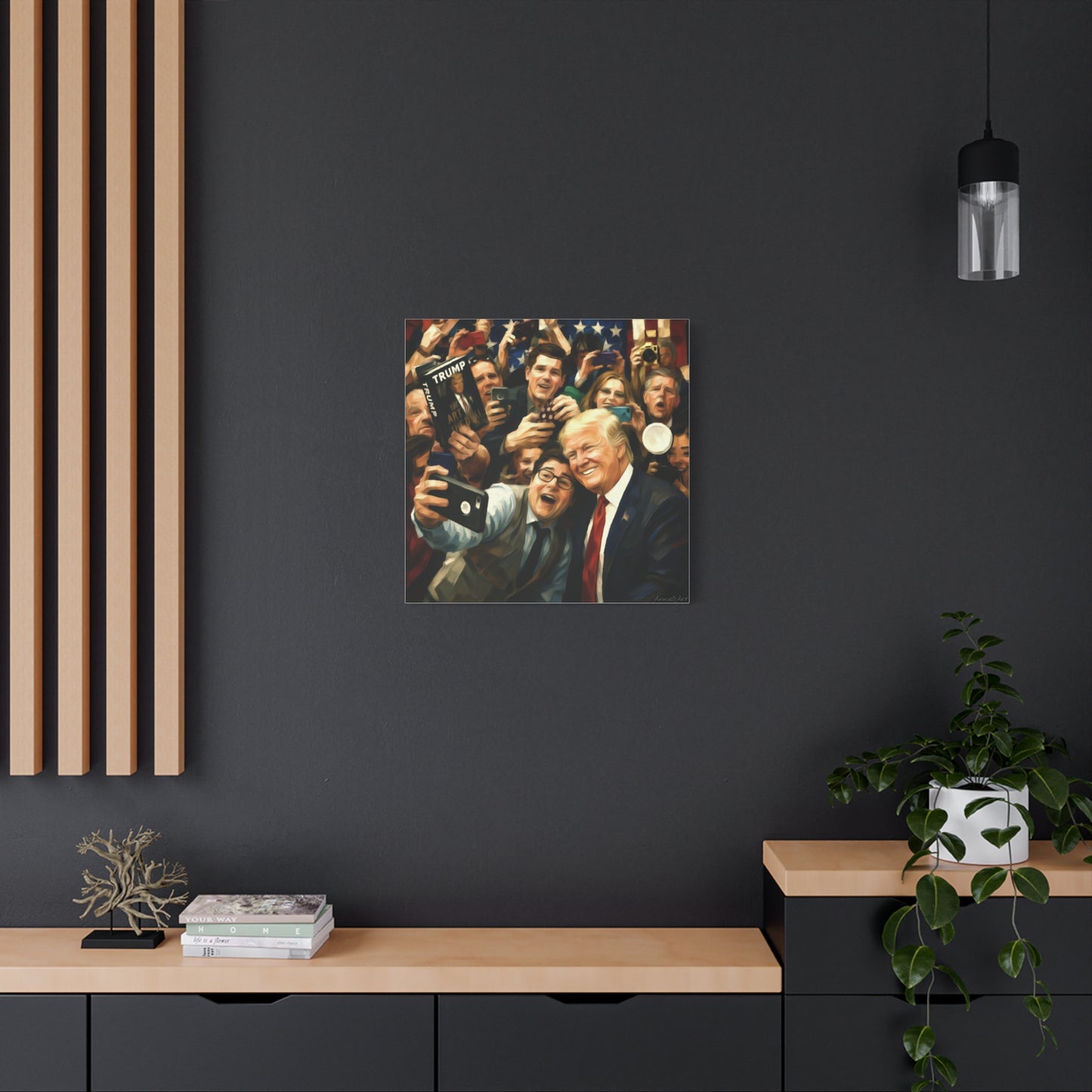 Trump Patriotic Crowd Selfie Canvas - Stretched Matte Wall Art