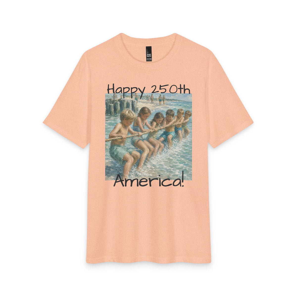 Vintage Americana Distressed Tee – "Happy 250th America!" Honeysuckle Lodge Souvenir T-Shirt