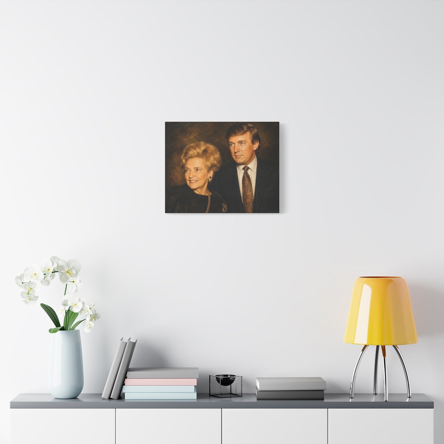 Trump with his Mom—Vintage Portrait Canvas Print — Classic Stretched Matte Wall Art