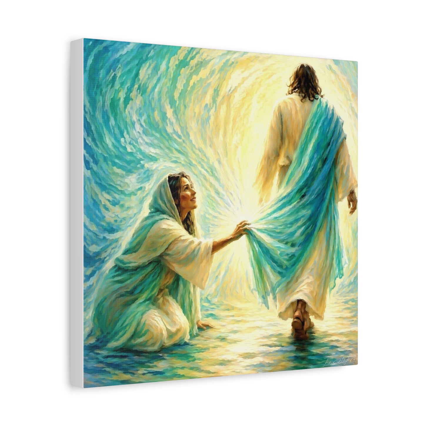 Jesus and the Woman Touching His Cloak - Inspirational Matte Canvas Wall Art