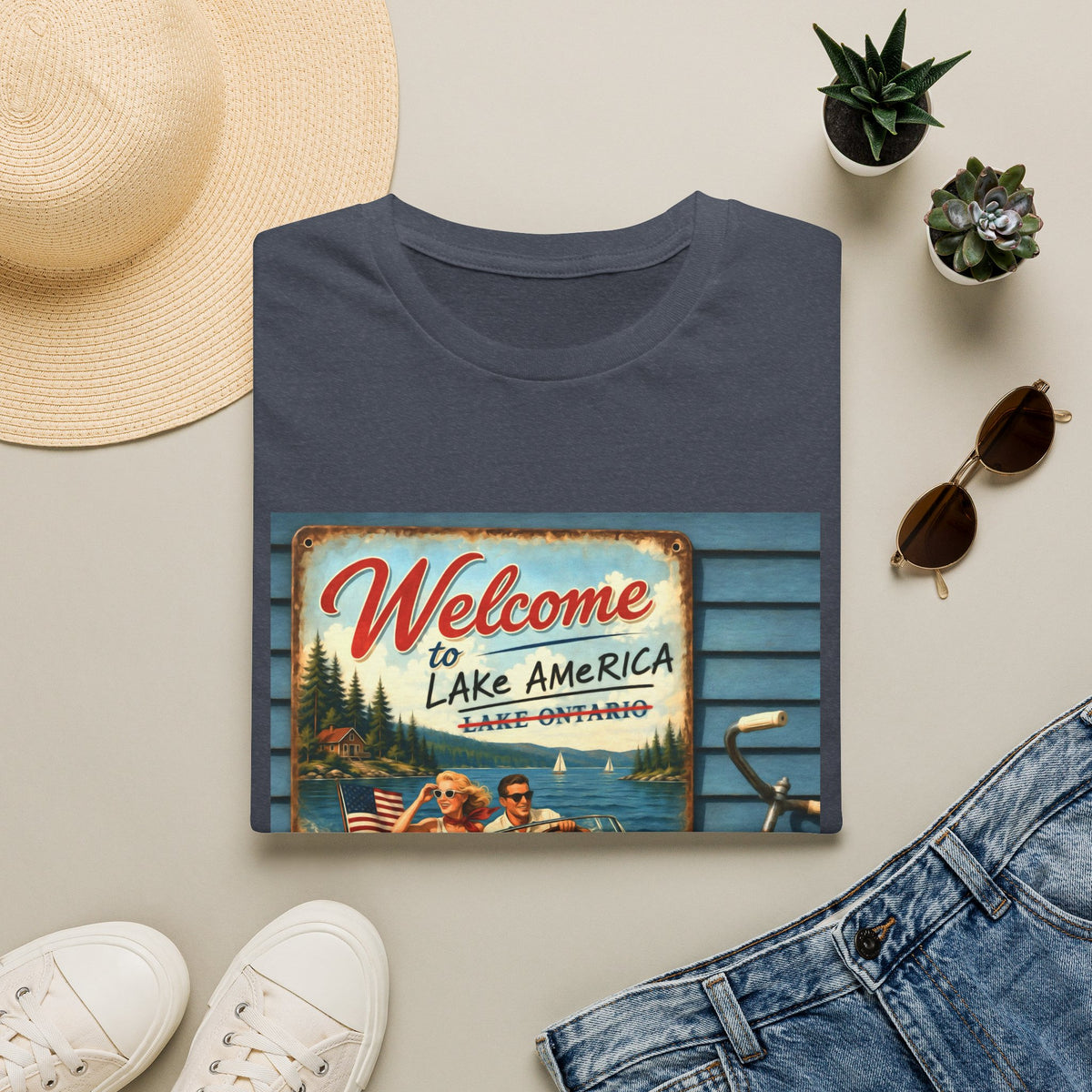 Lake America Welcome T-Shirt — Vintage Lake America Boating Vacation Tee