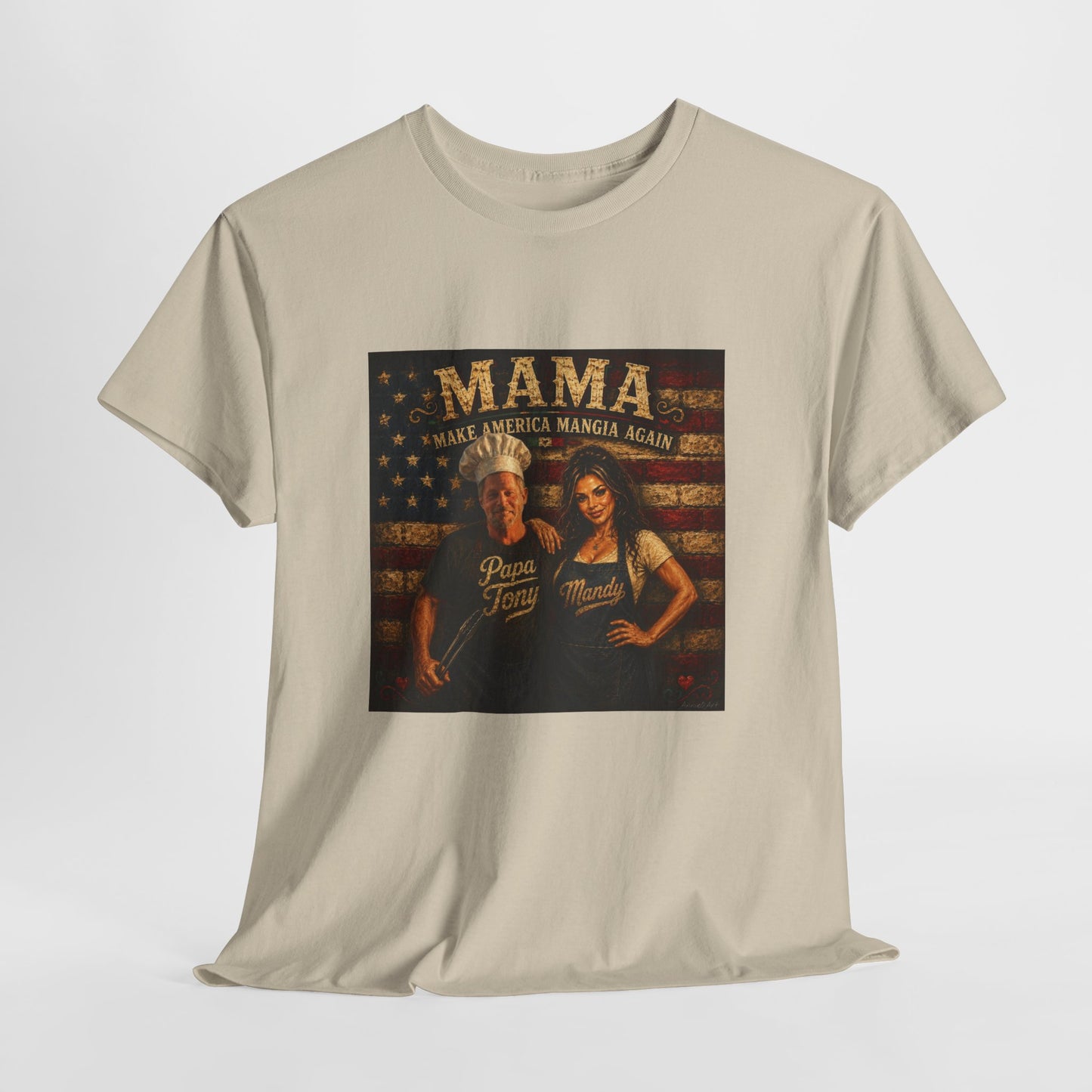 CUSTOM for MANDY—Mama Pizza Team T-Shirt — Retro American Flag Pizza Chef Graphic Tee
