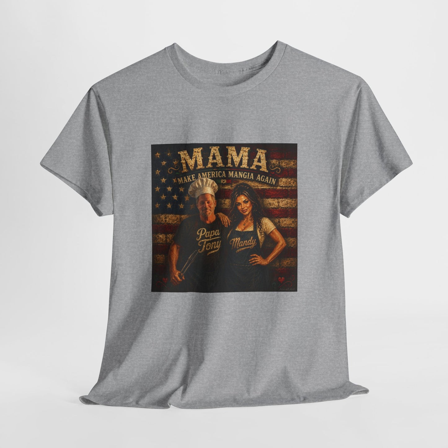 CUSTOM for MANDY—Mama Pizza Team T-Shirt — Retro American Flag Pizza Chef Graphic Tee