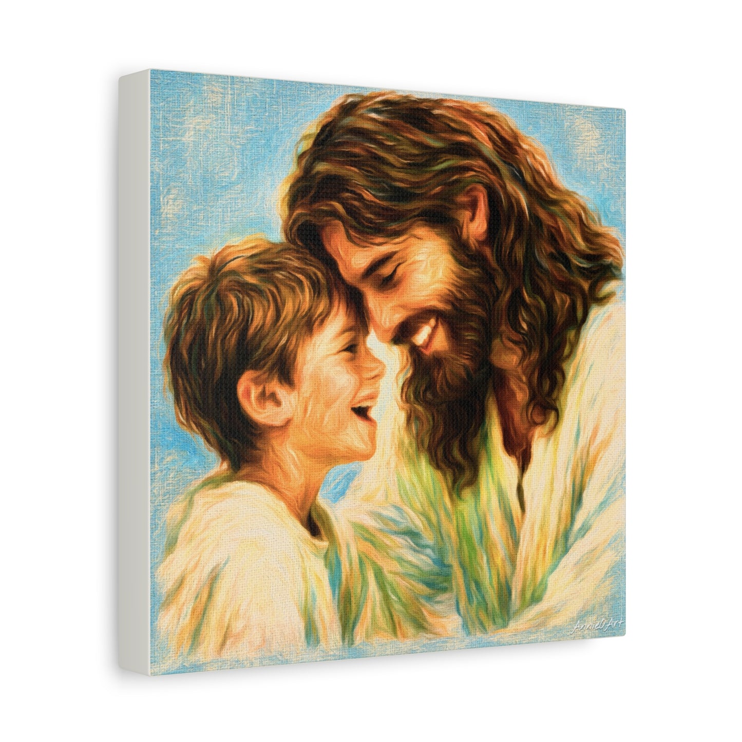Smiling Jesus and Child Matte Canvas Wall Art
