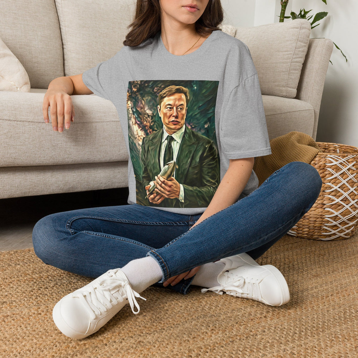 Elon Musk with Rocket— Graphic T-Shirt