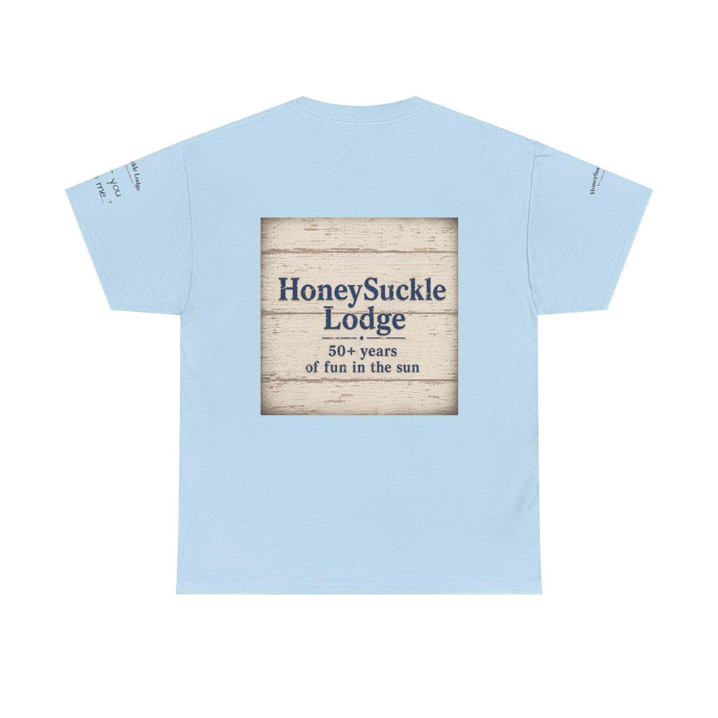 HoneySuckle Lodge Vintage Beach T-Shirt — "50+ years of fun in the sun" Retro Kids on Shore Design
