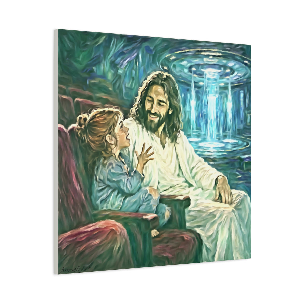 Jesus with Child Matte Canvas Wall Art — Stretched 1.25" Inspirational Christian Decor