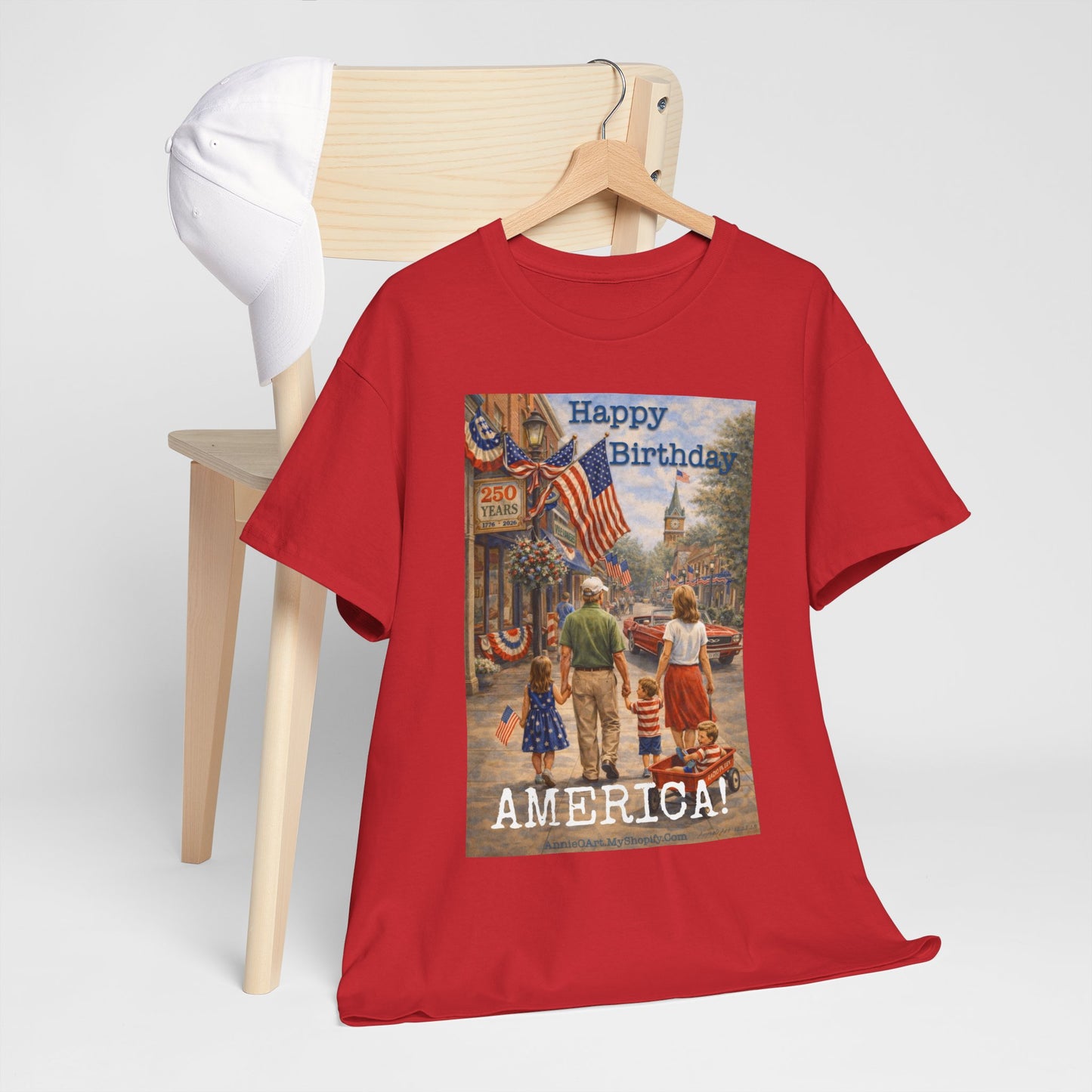250th Patriotic "Happy Birthday America!" T-Shirt — Vintage Fourth of July Tee