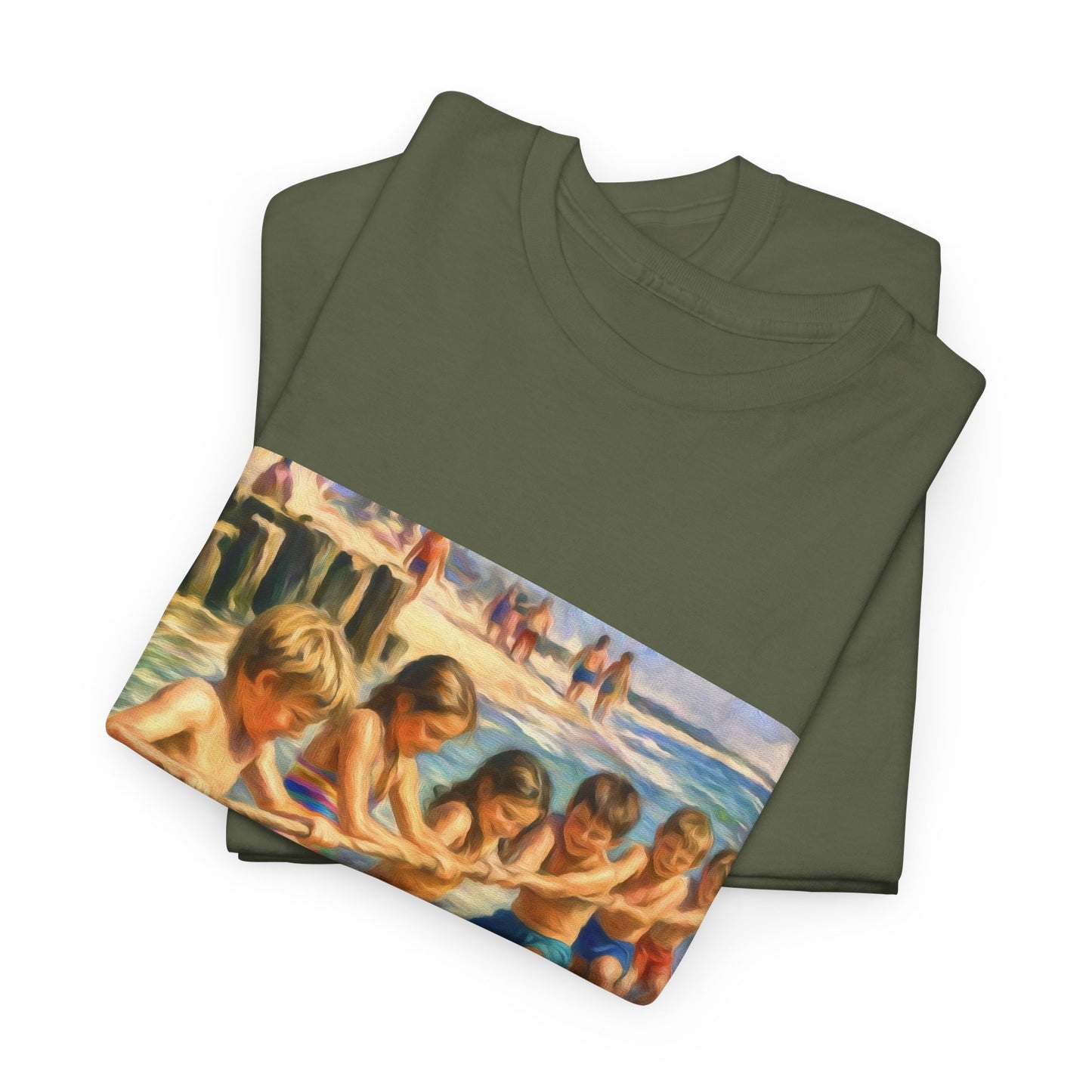 HoneySuckle Lodge Vintage Beach T-Shirt — "50+ years of fun in the sun" Retro Kids on Shore Design
