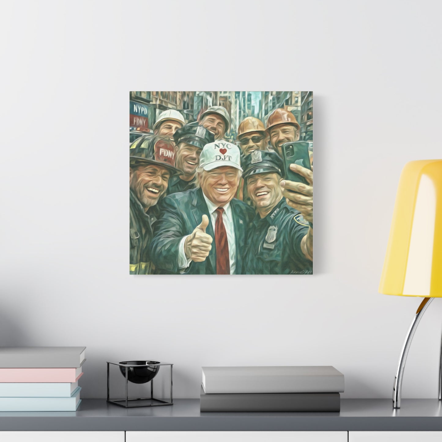 Trump ‘NYC❤️DJT’ - THE Blue-Collar-Billionaire w/ NYC Working Guys —Matte Canvas Print