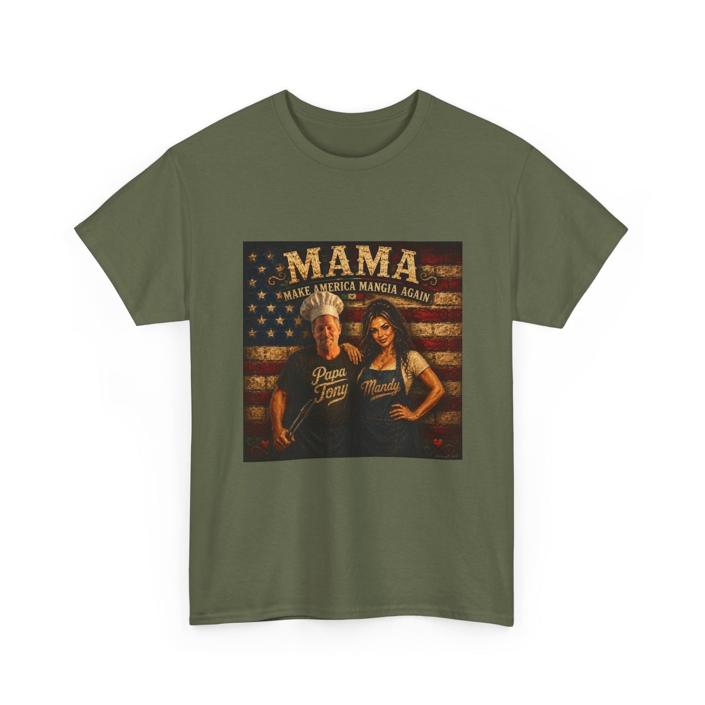 CUSTOM for MANDY—Mama Pizza Team T-Shirt — Retro American Flag Pizza Chef Graphic Tee