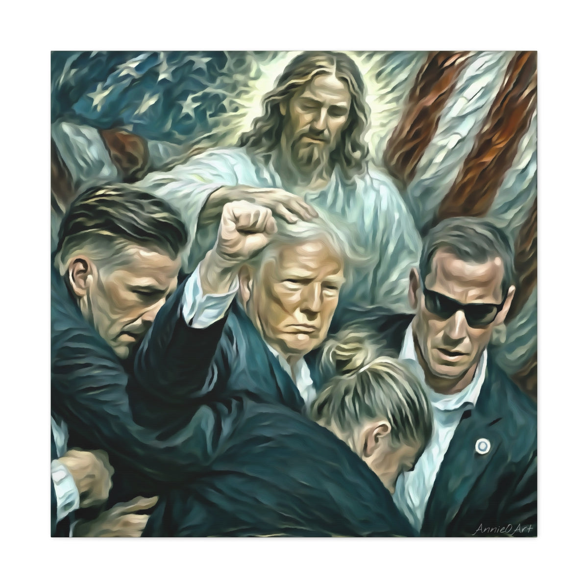 Trump With Jesus—Matte Canvas Art