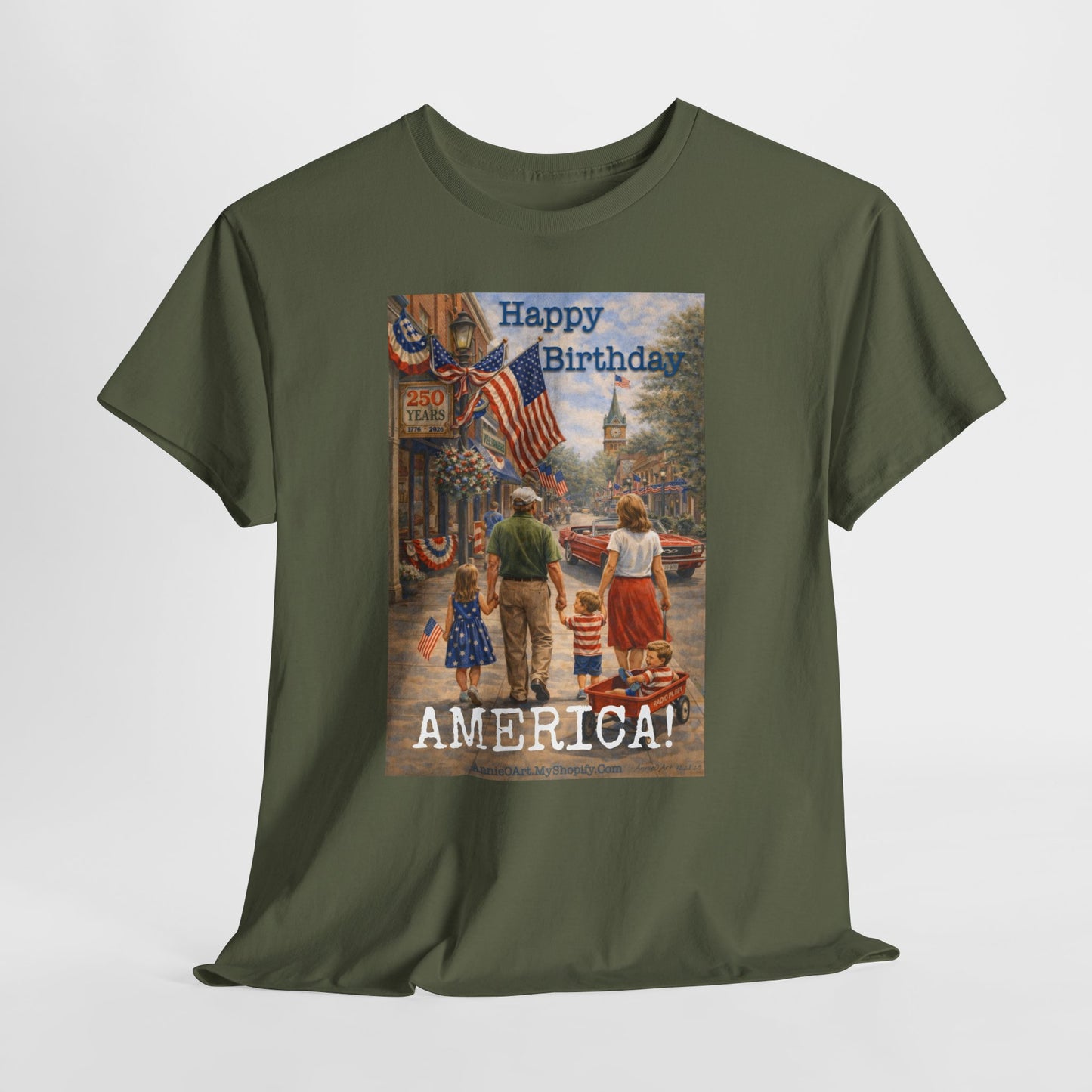 250th Patriotic "Happy Birthday America!" T-Shirt — Vintage Fourth of July Tee