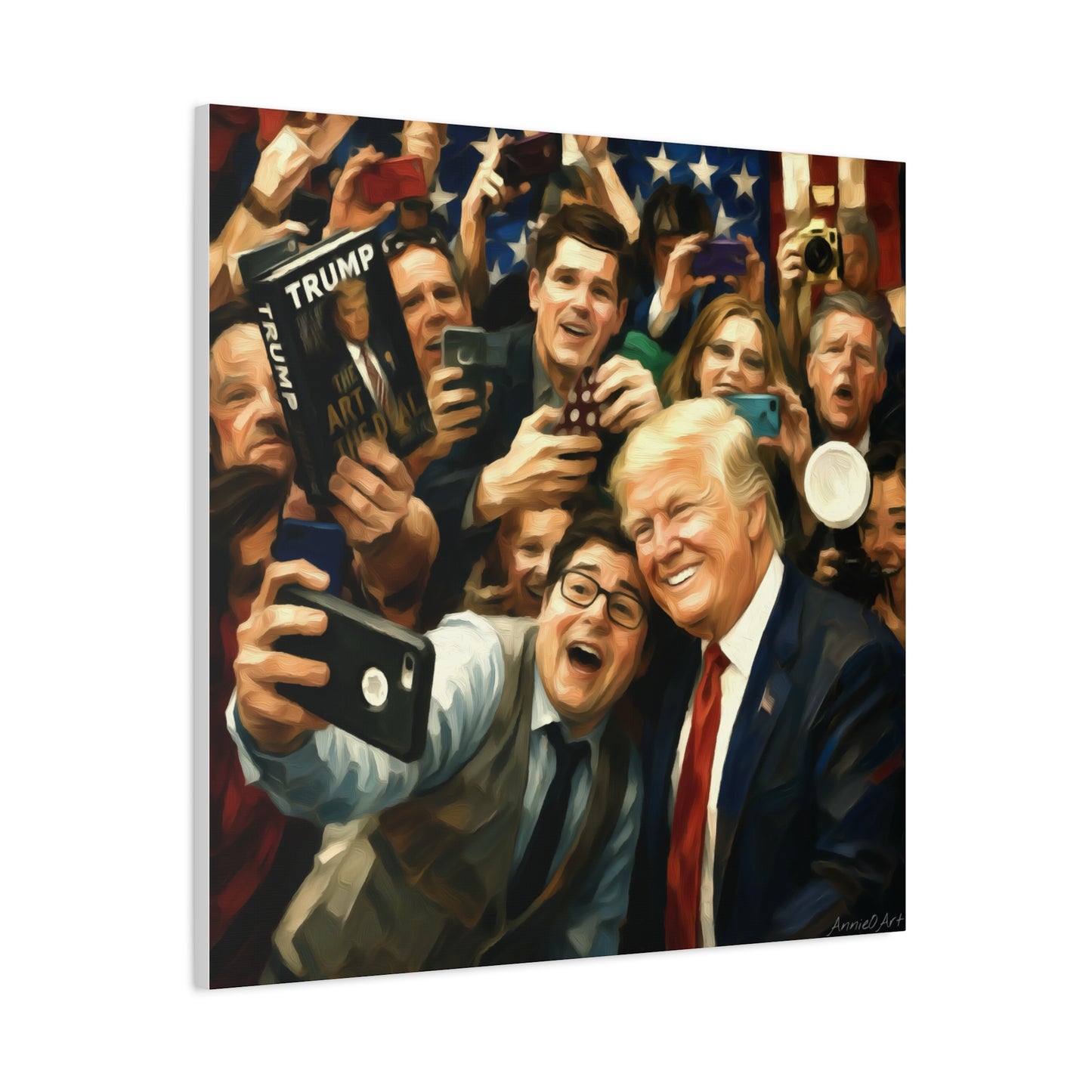Trump Patriotic Crowd Selfie Canvas - Stretched Matte Wall Art