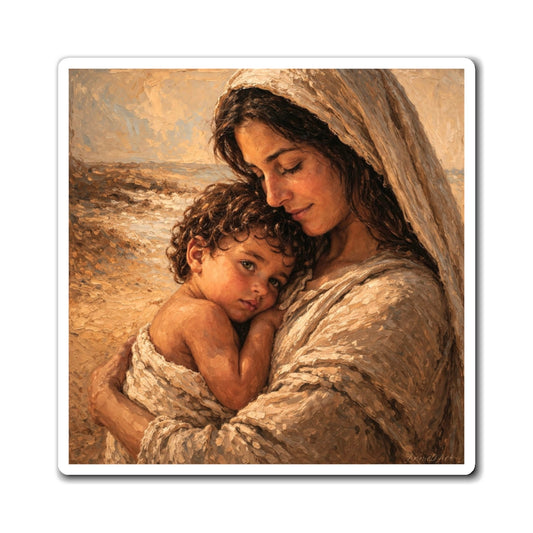 Madonna and Child Art Magnet — Inspirational Mother & Baby— Kid Level Refrigerator Decor