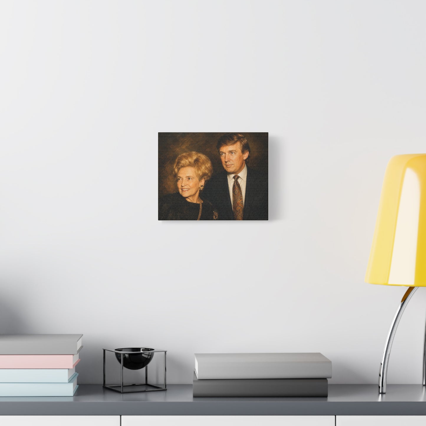 Trump with his Mom—Vintage Portrait Canvas Print — Classic Stretched Matte Wall Art