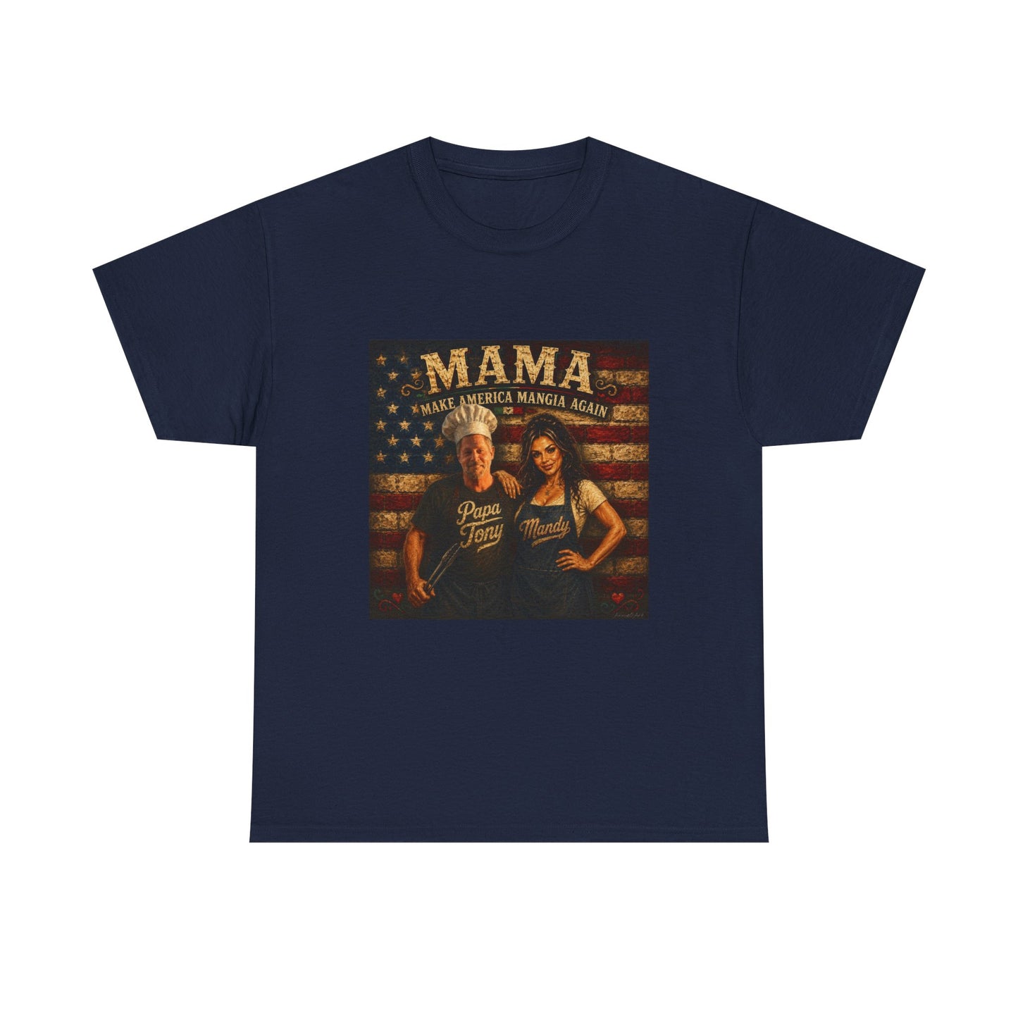 CUSTOM for MANDY—Mama Pizza Team T-Shirt — Retro American Flag Pizza Chef Graphic Tee
