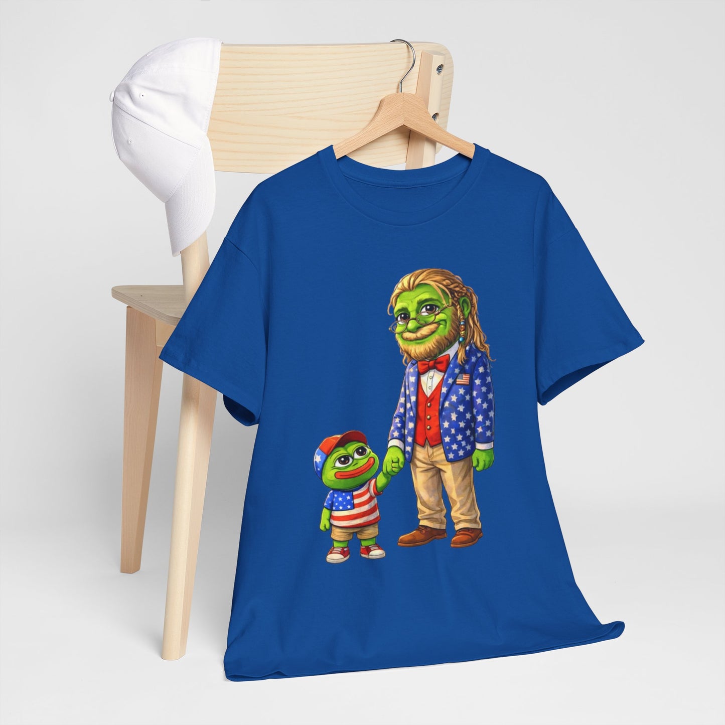 Grandpa Anons, keyboard warriors, MAGA T-Shirt — Patriotic Pepe Frog Family Illustration Tee