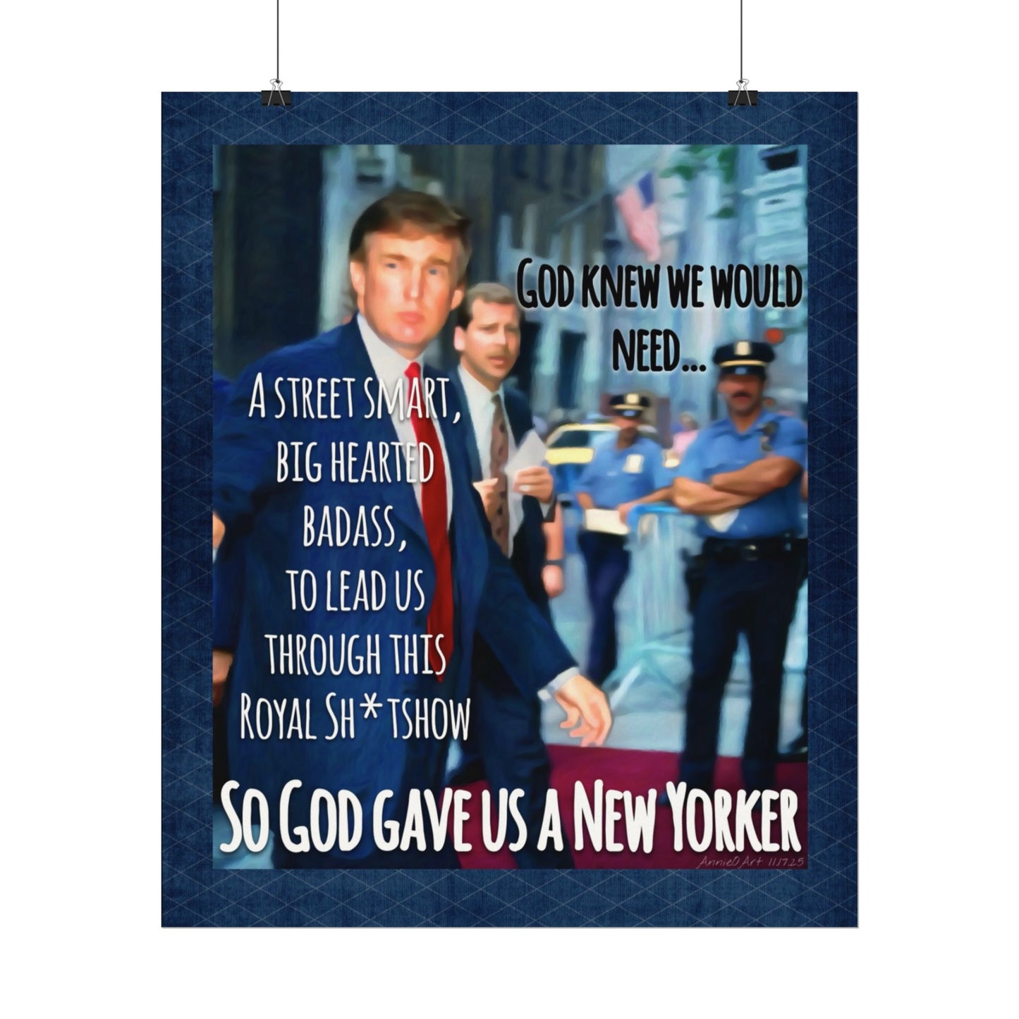 Poster—Matte  — "So God Gave Us a New Yorker" Texted Watercolor Wall Art