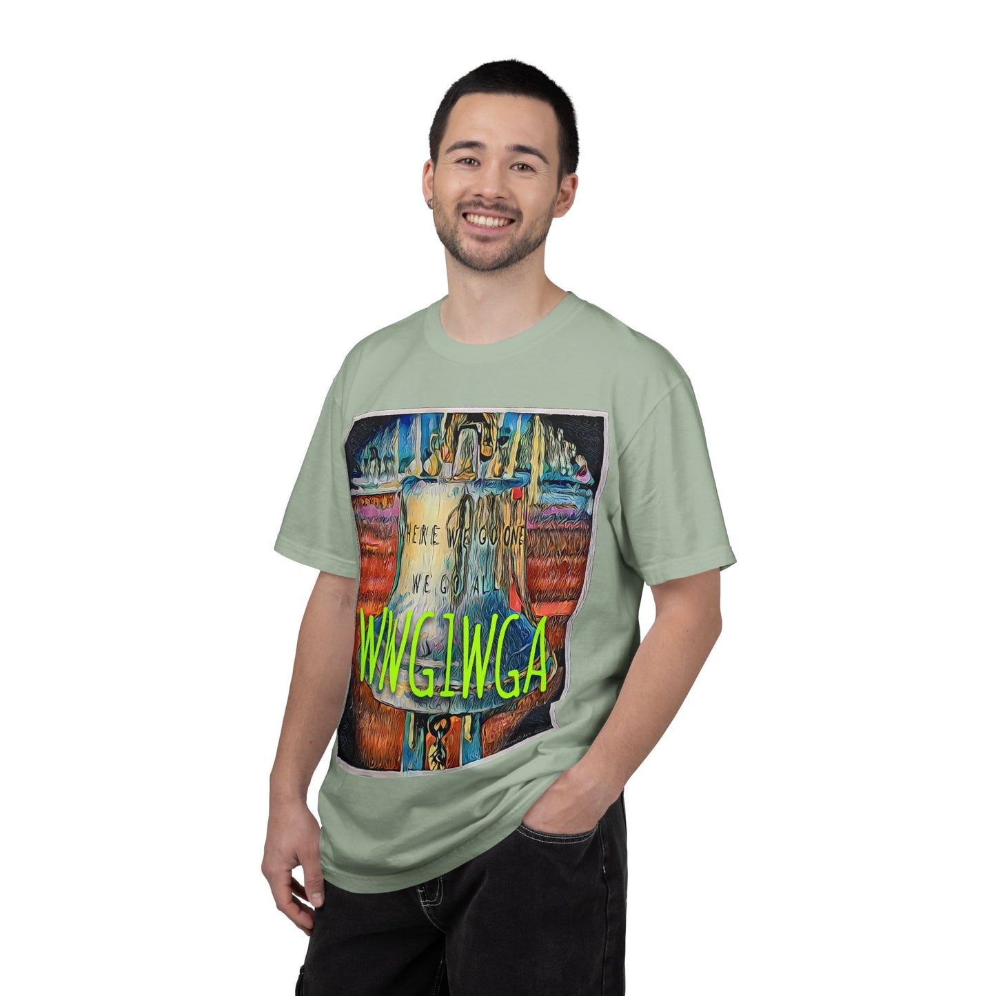 T-Shirt — 'WWG1WGA' Graphic Tee with Bold Neon Slogan