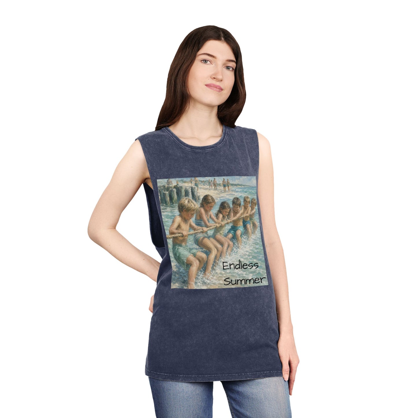 HSL Vintage Beach Tank Top — "I Hear You Call To Me" Stonewash Sleeveless Tee