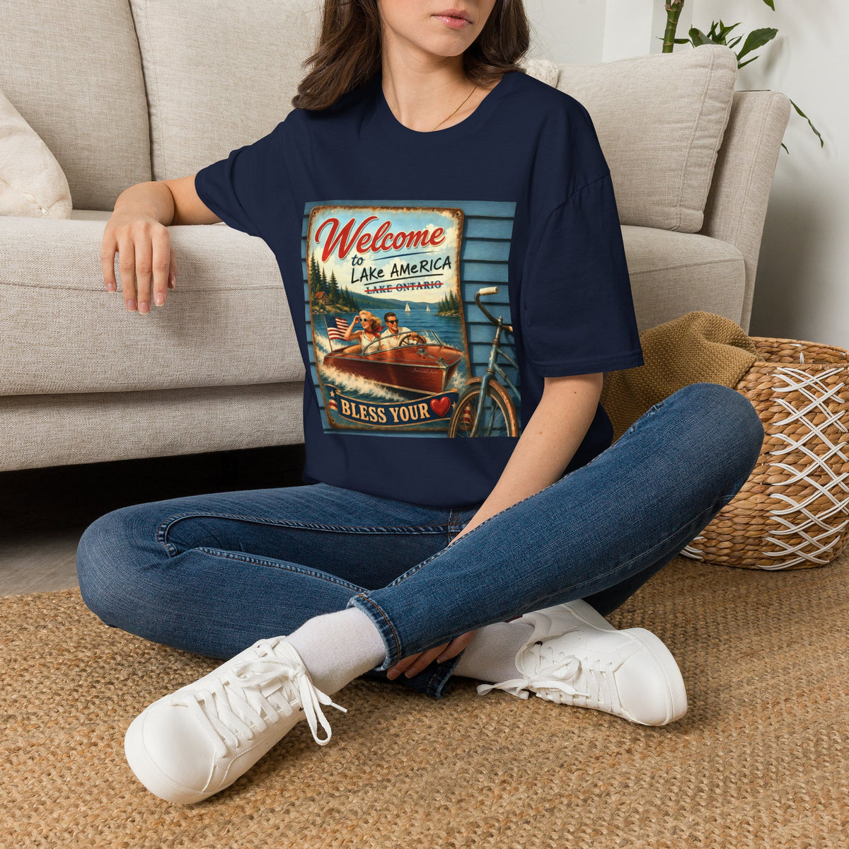 Lake America Welcome T-Shirt — Vintage Lake America Boating Vacation Tee