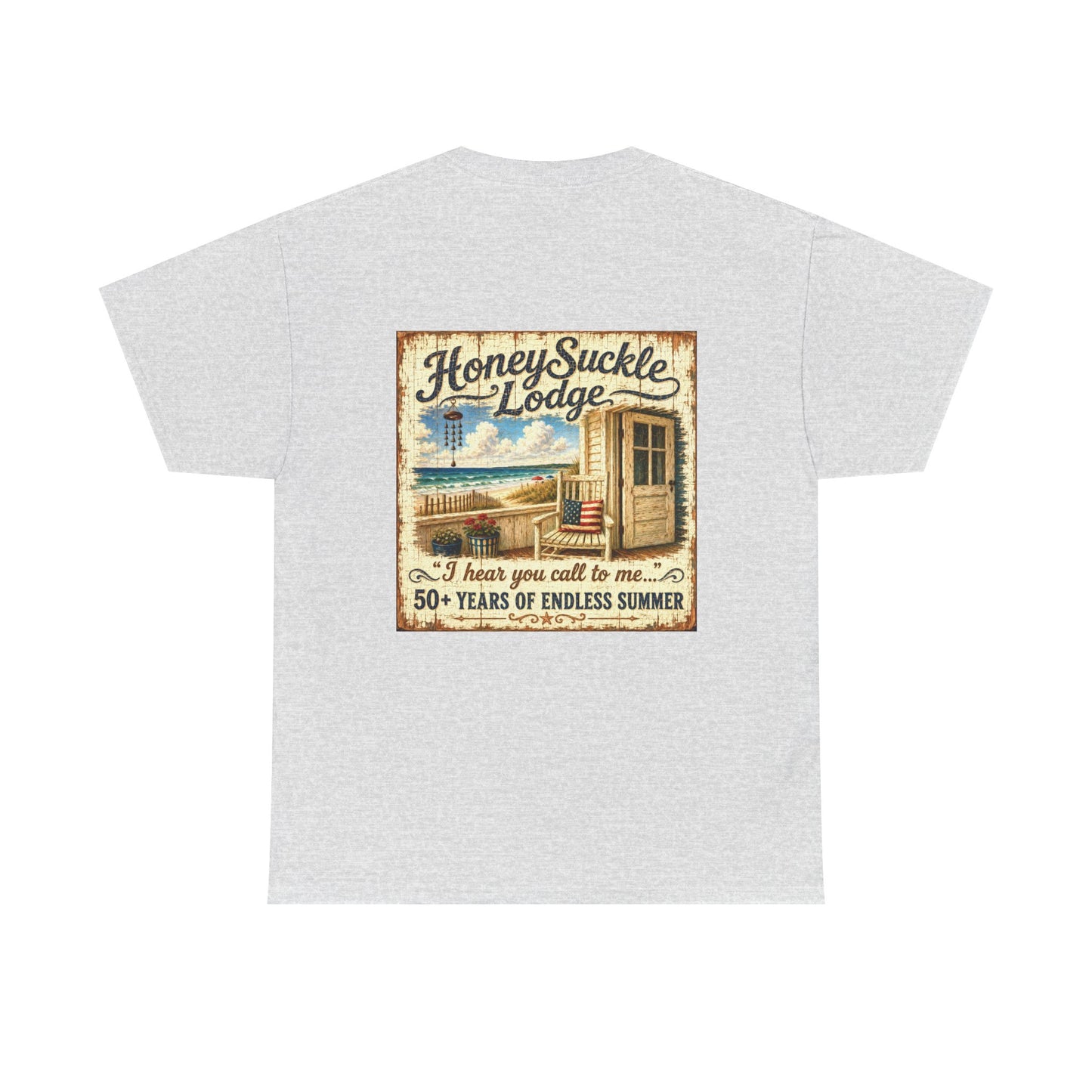 Vintage Beach T‑Shirt — 'Honeysuckle Lodge: 50+ Years of Endless Summer' Retro Seaside Tee