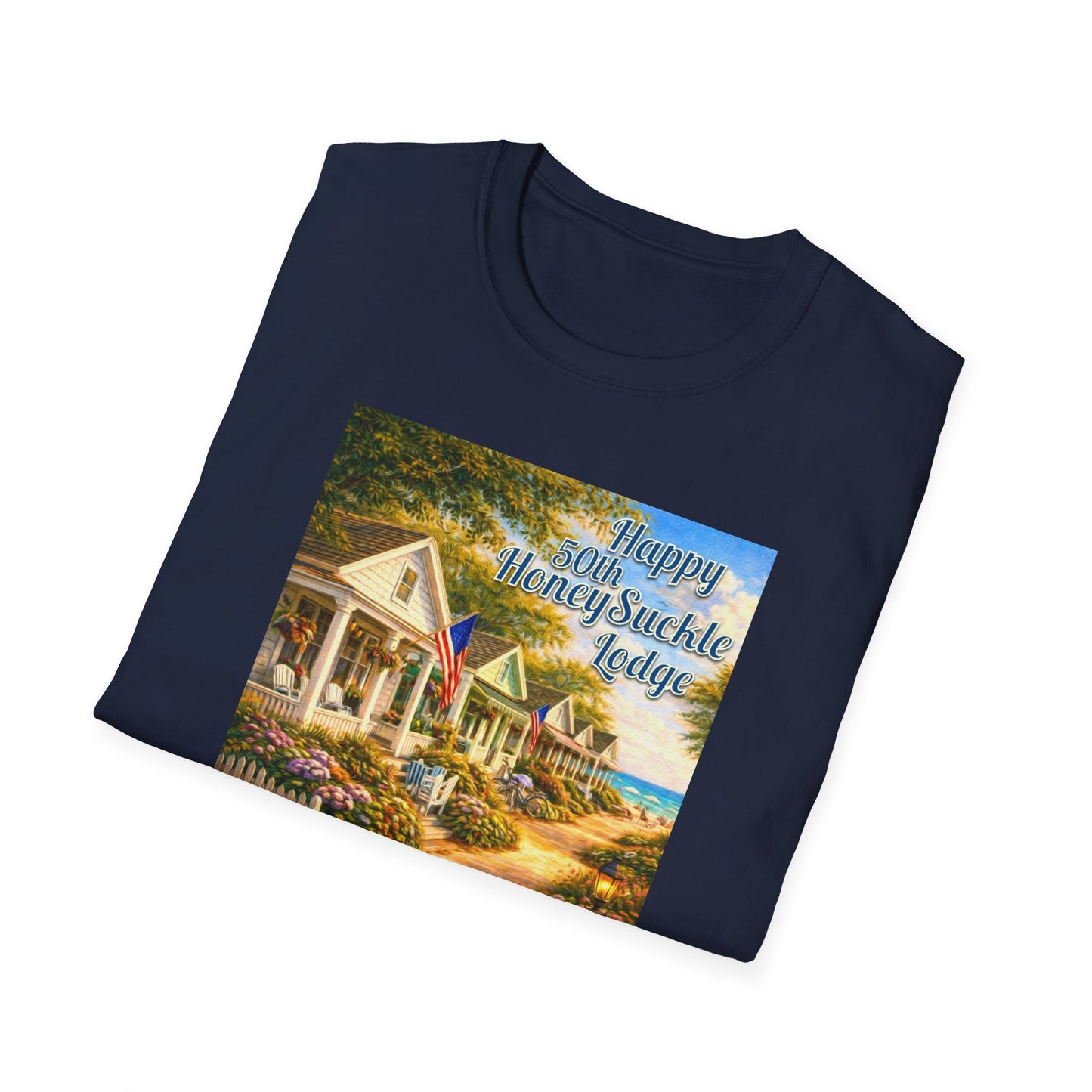 HoneySuckle Lodge 50th—America 250th Bungalow Path T-Shirt —Front & Back Design- Happy 250th Anniversary USA Patriotic Tee