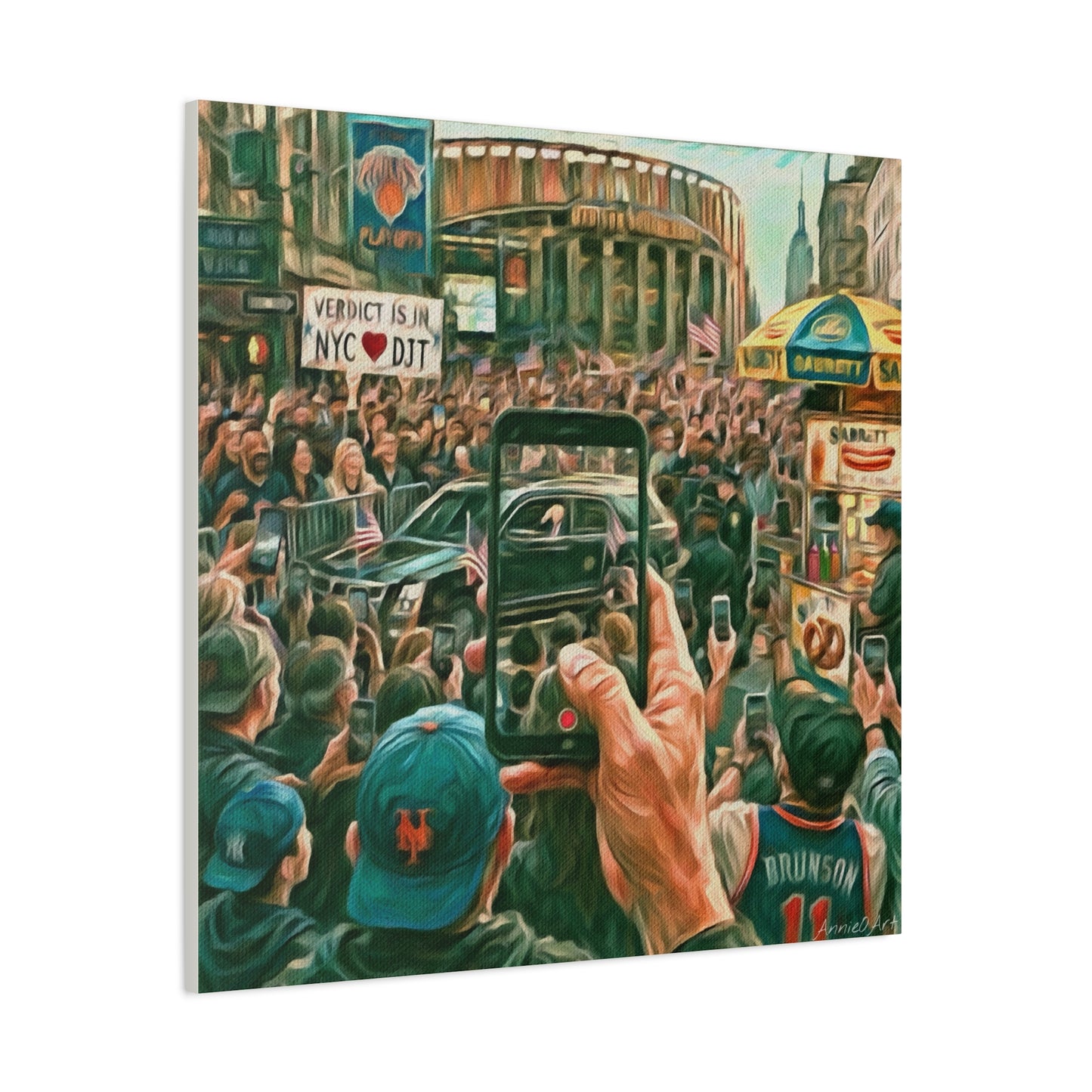 Trump Cheered At The Garden— Canvas Art - NYC Crowd Cheering with Phone Recording (Stretched 1.25")