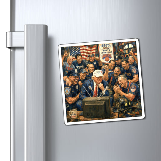 Trump Knicks Patriotic First Responders Fridge Magnet — NYPD/FDNY Tribute