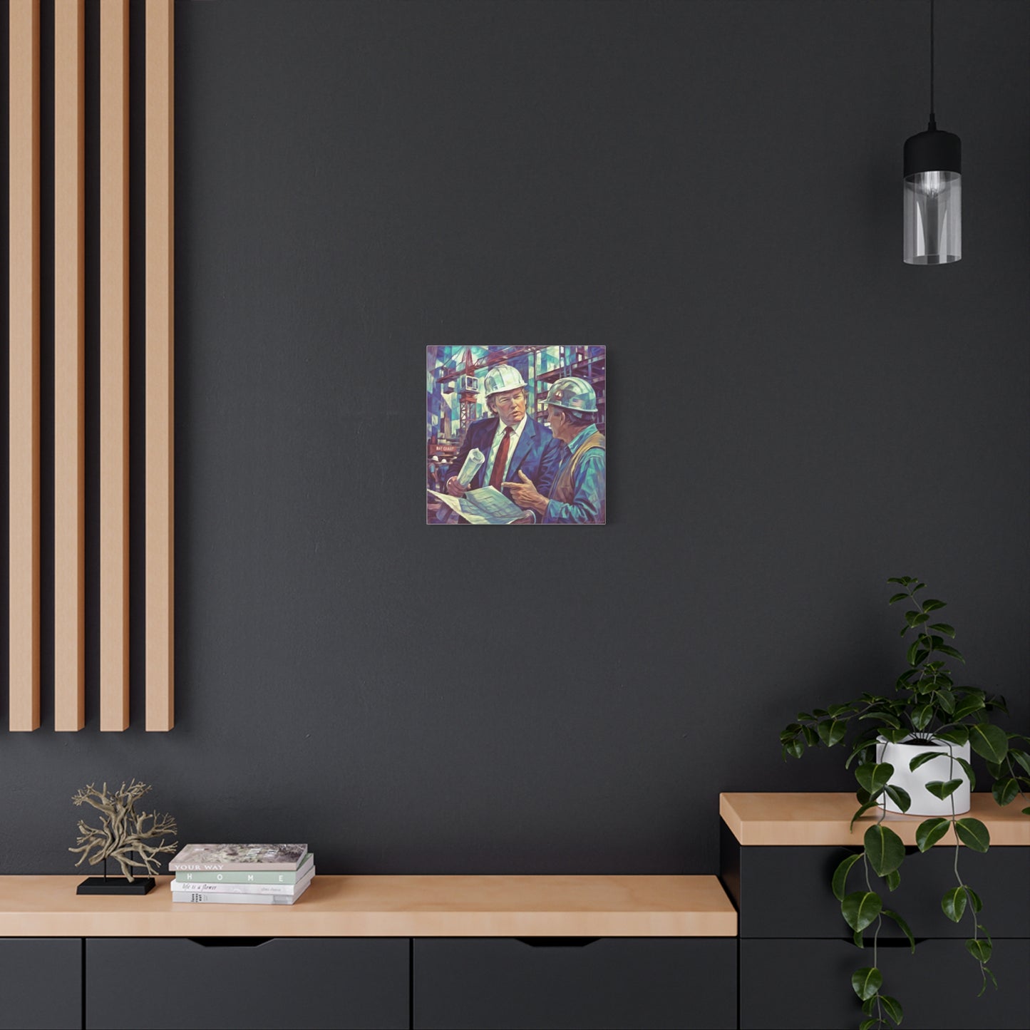 Trump Construction Site Portrait Canvas - Vintage Art