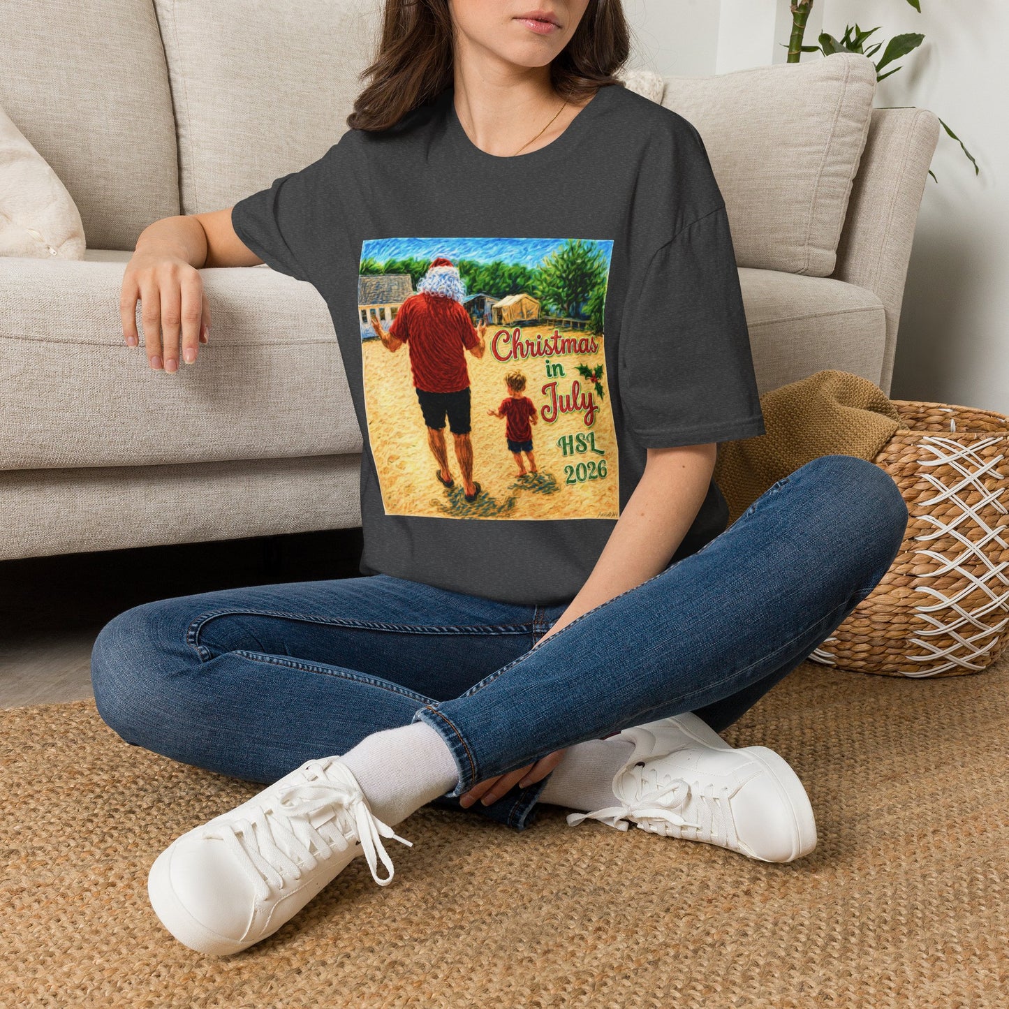 T-Shirt — Christmas in July Santa Beach Graphic Tee