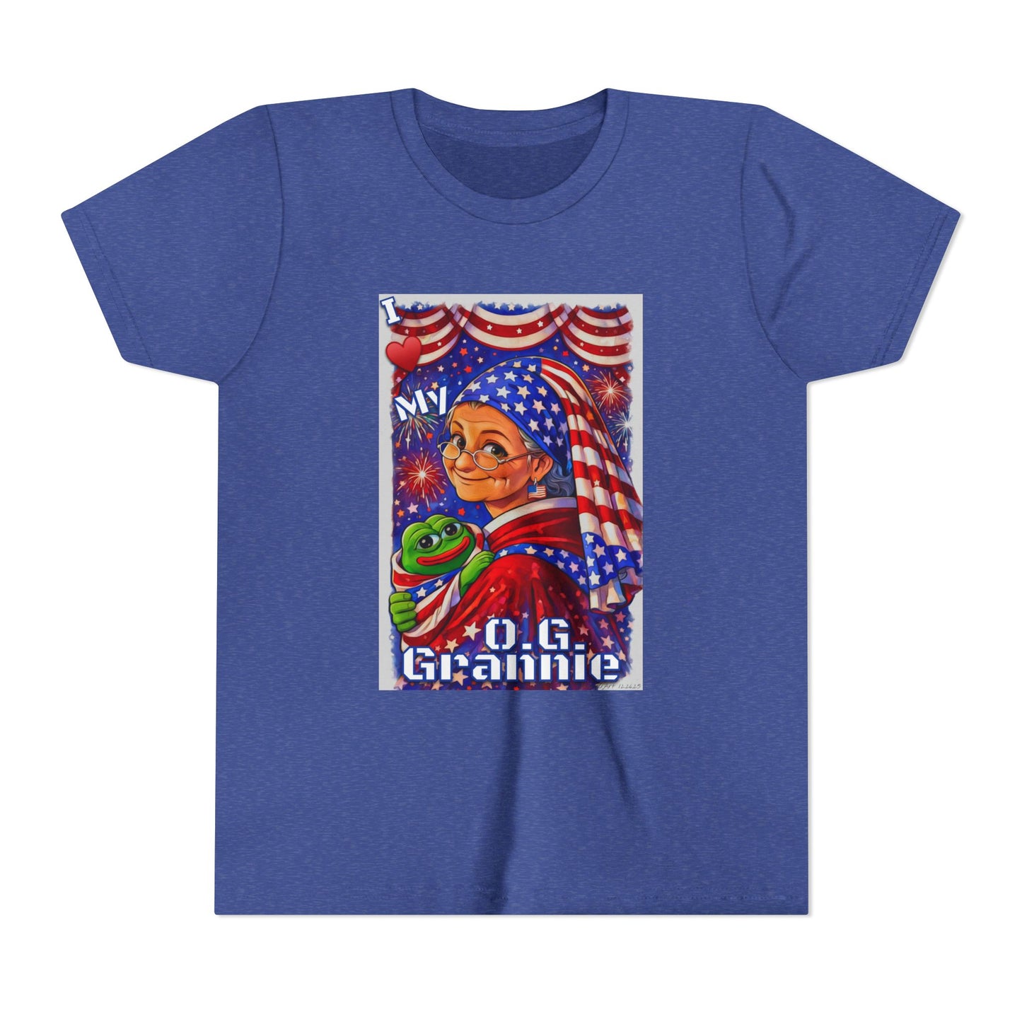 Grandma Anons & Keyboard Warriors for your Littles, “I ♥️ My O.G. Grannie" Youth T-Shirt – American Flag Grandma Design