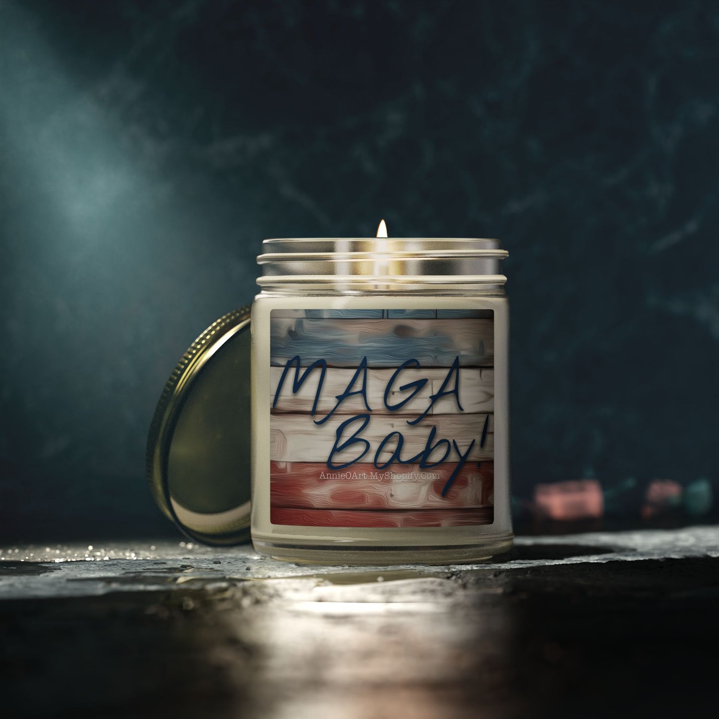 “MAGA, Baby!” Candle — Coconut Apricot Wax, scented (4oz, 9oz)