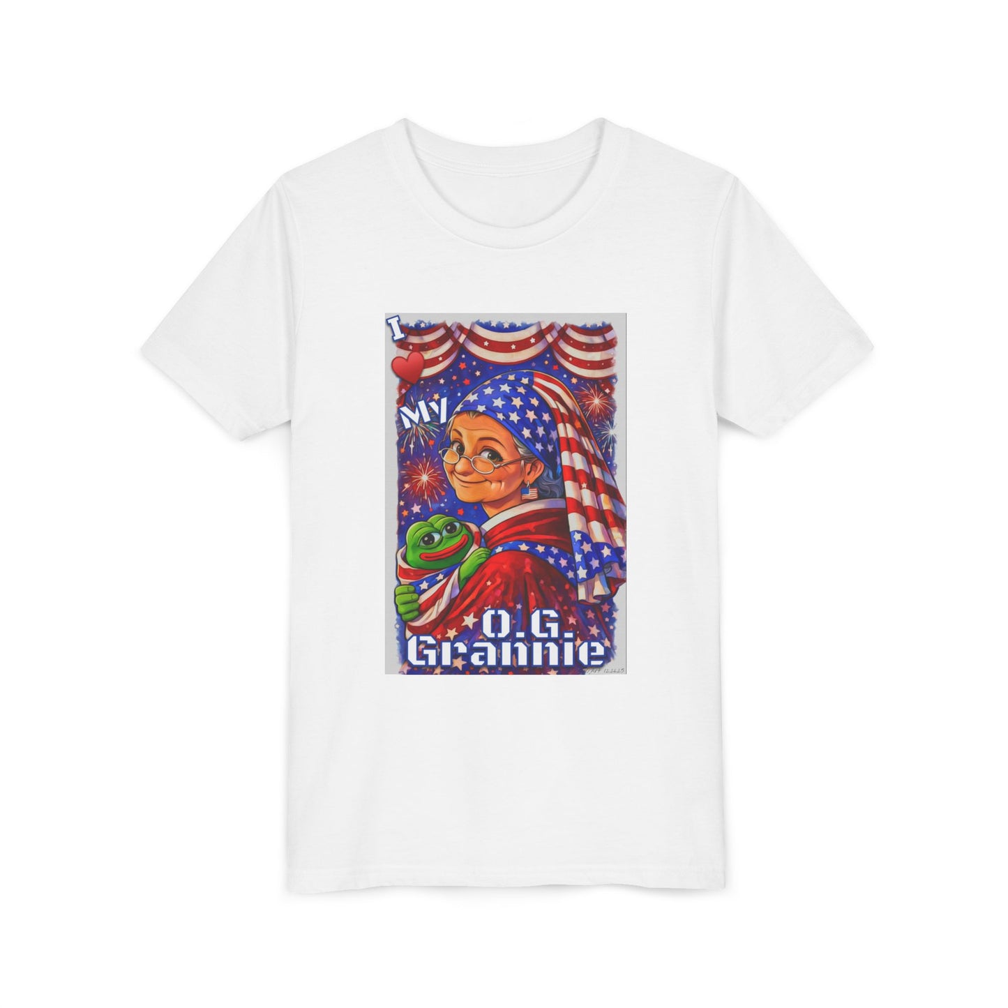 Grandma Anons & Keyboard Warriors for your Littles, “I ♥️ My O.G. Grannie" Youth T-Shirt – American Flag Grandma Design