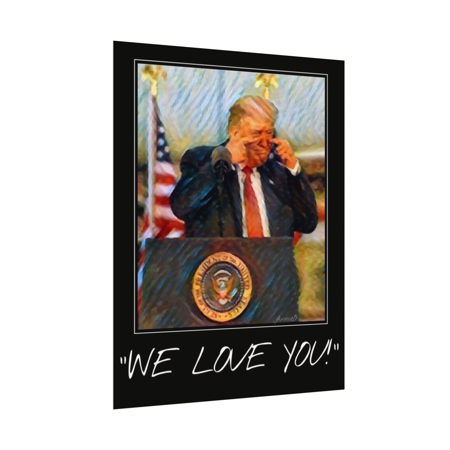 Patriotic Watercolor Matte Poster — Presidential Podium Artwork