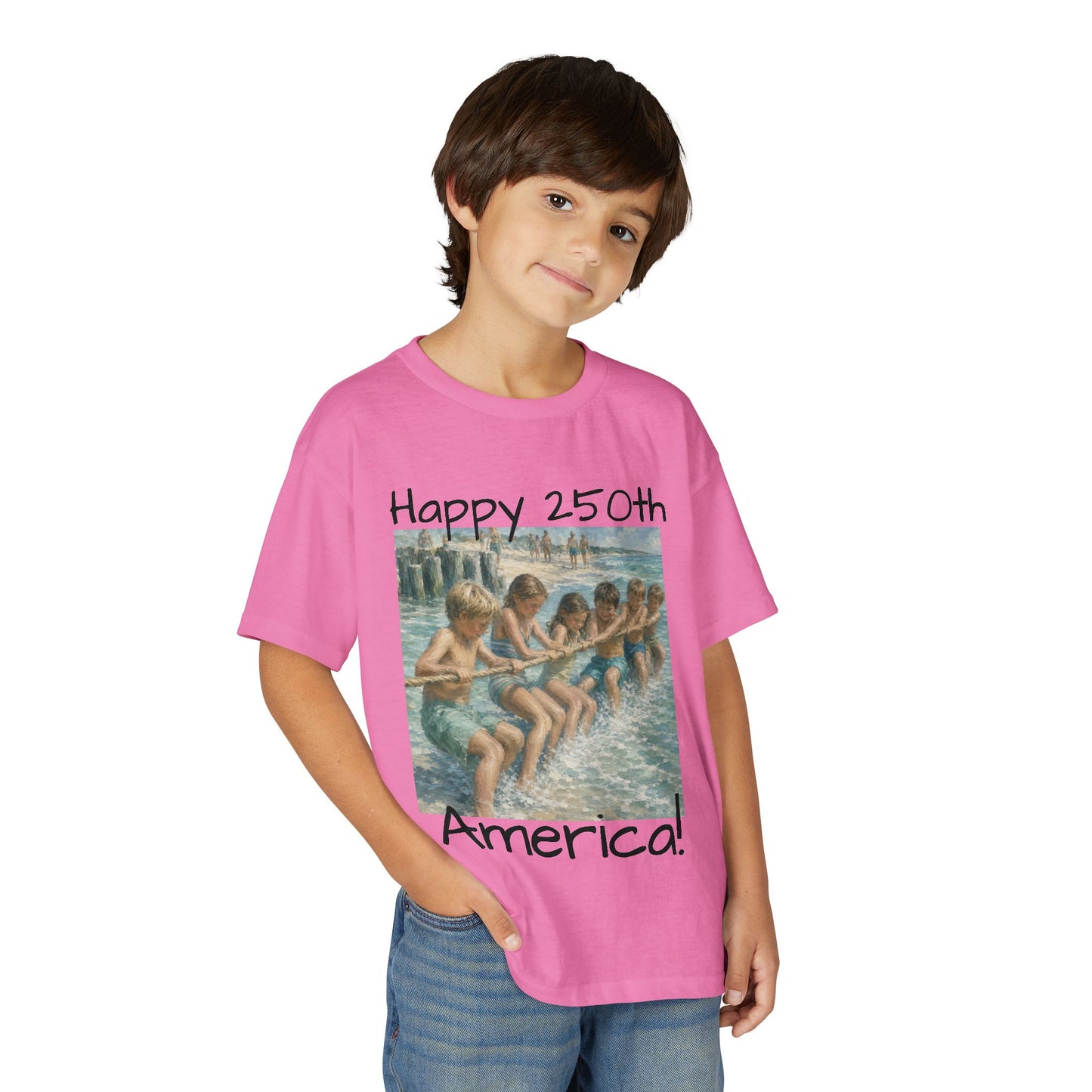 Youth Tee — "Happy 250th America!" Vintage Summer Beach Kids T‑Shirt