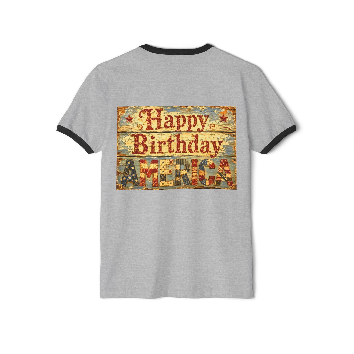 Trump Ringer T-Shirt — "The Storm" Front Graphic & "Happy Birthday America" Back Retro Print