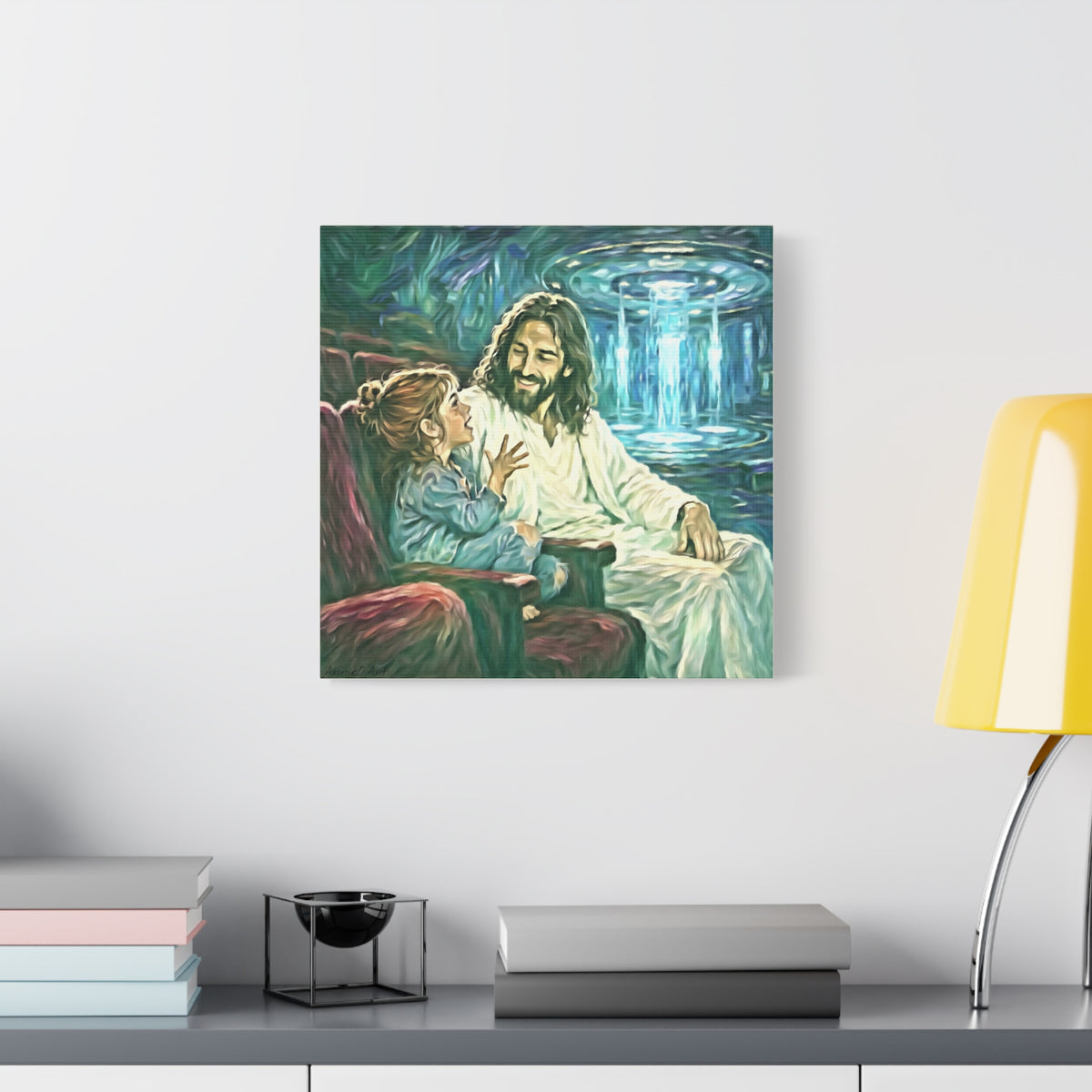 Jesus with Child Matte Canvas Wall Art — Stretched 1.25" Inspirational Christian Decor