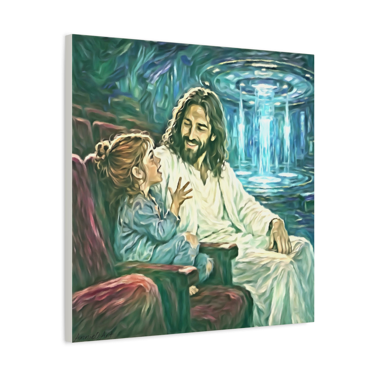 Jesus with Child Matte Canvas Wall Art — Stretched 1.25" Inspirational Christian Decor
