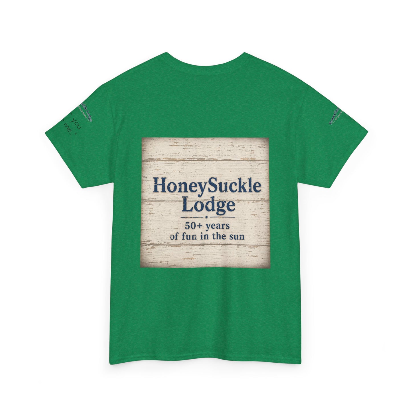HoneySuckle Lodge Vintage Beach T-Shirt — "50+ years of fun in the sun" Retro Kids on Shore Design