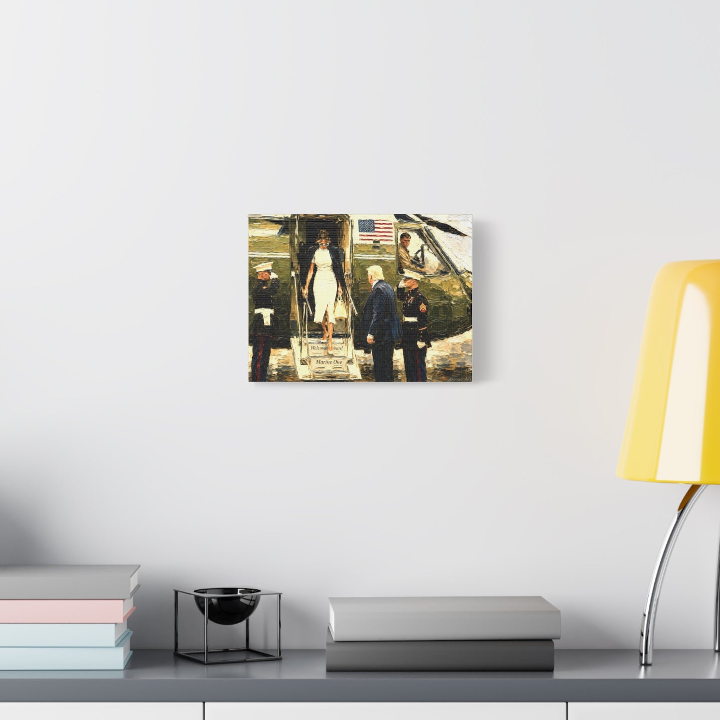Marine One Arrival Canvas Print — Presidential Helicopter Scene Wall Art
