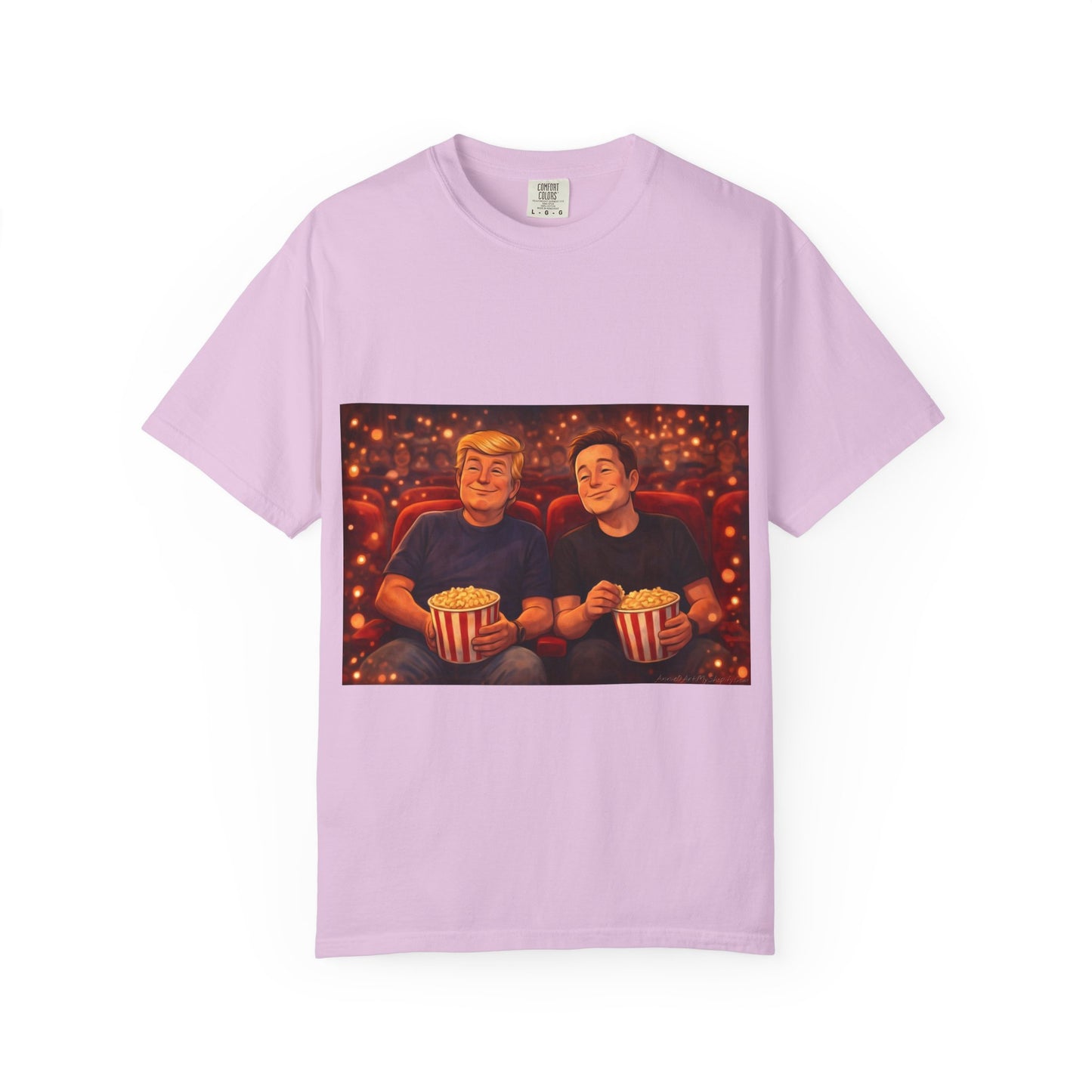 Trump & Elon—Movie Night Popcorn Tee — Cozy Cinematic Graphic T-Shirt
