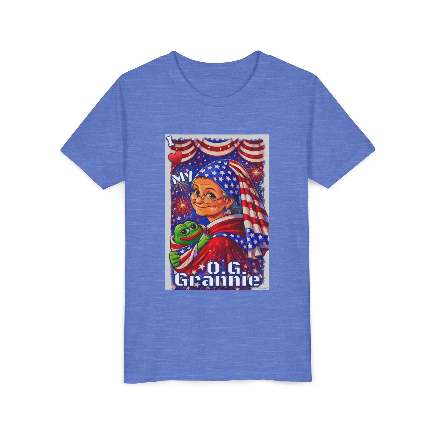 Grandma Anons & Keyboard Warriors for your Littles, “I ♥️ My O.G. Grannie" Youth T-Shirt – American Flag Grandma Design