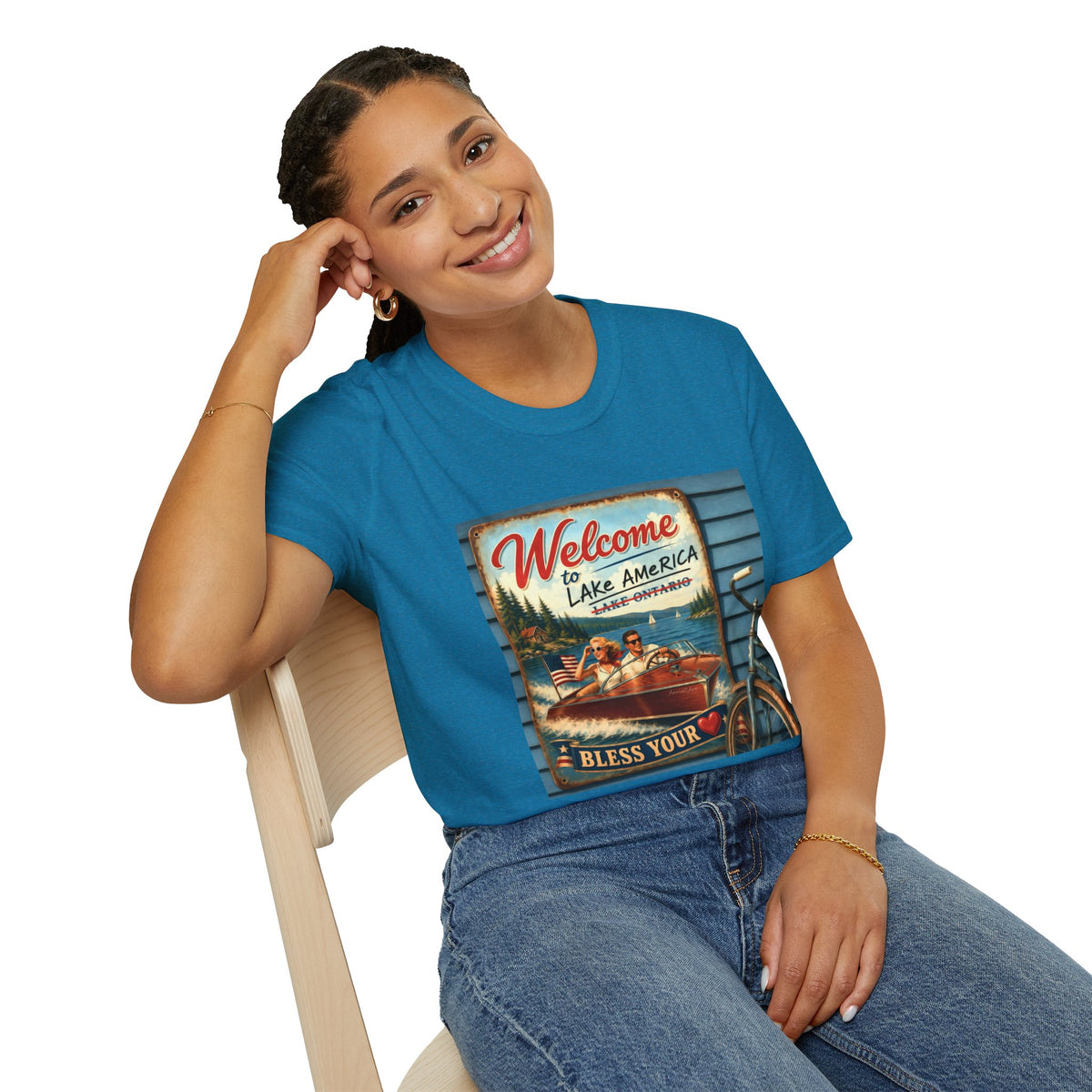 Lake America Welcome T-Shirt — Vintage Lake America Boating Vacation Tee