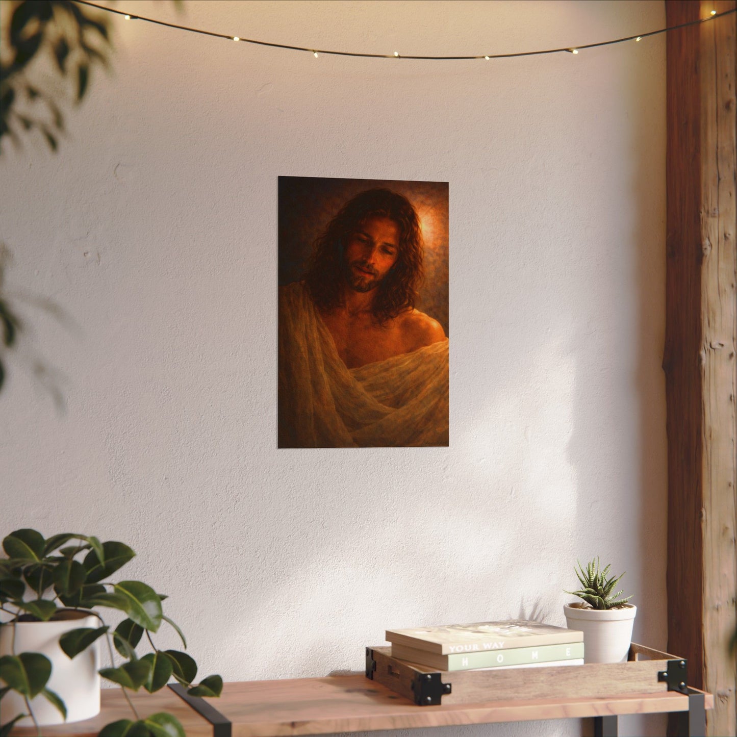 Jesus Portrait Watercolor Poster — Textured Matte Religious Art Print