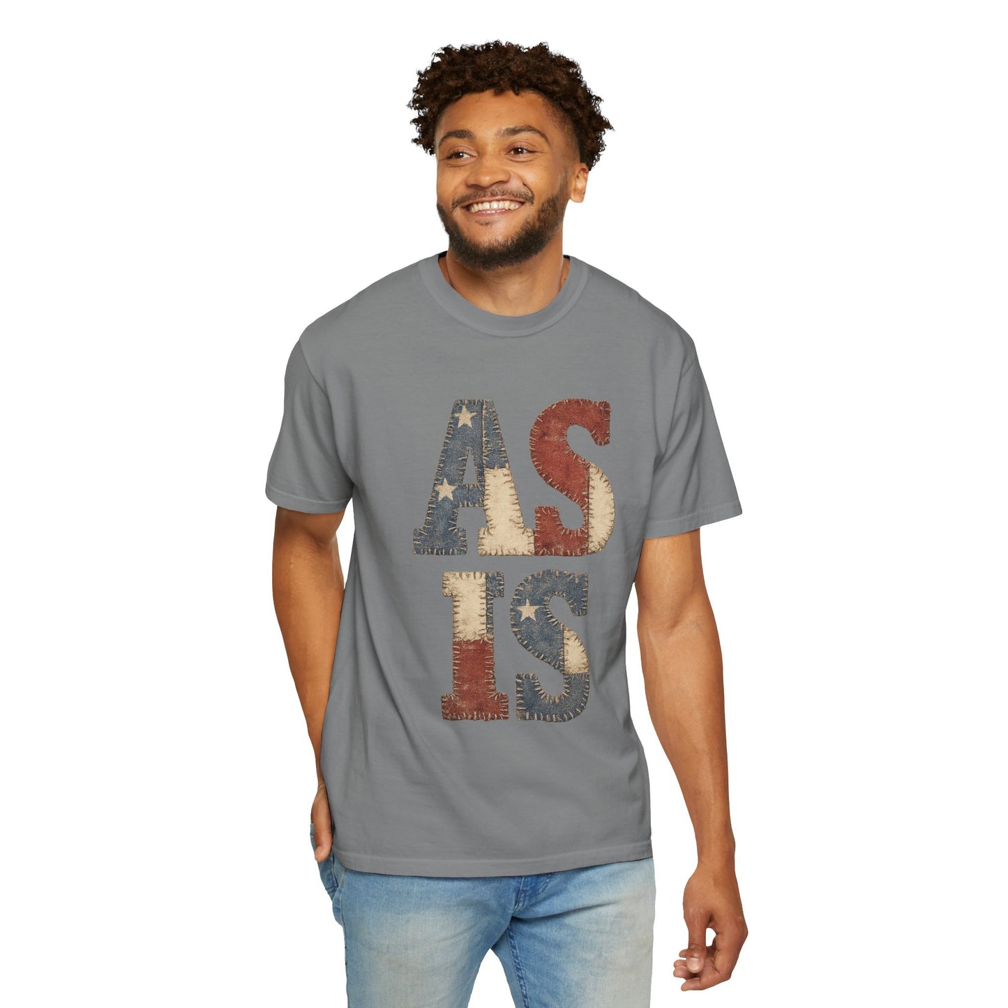“AS IS” Quilt-look Vintage Flag Graphic T-Shirt
