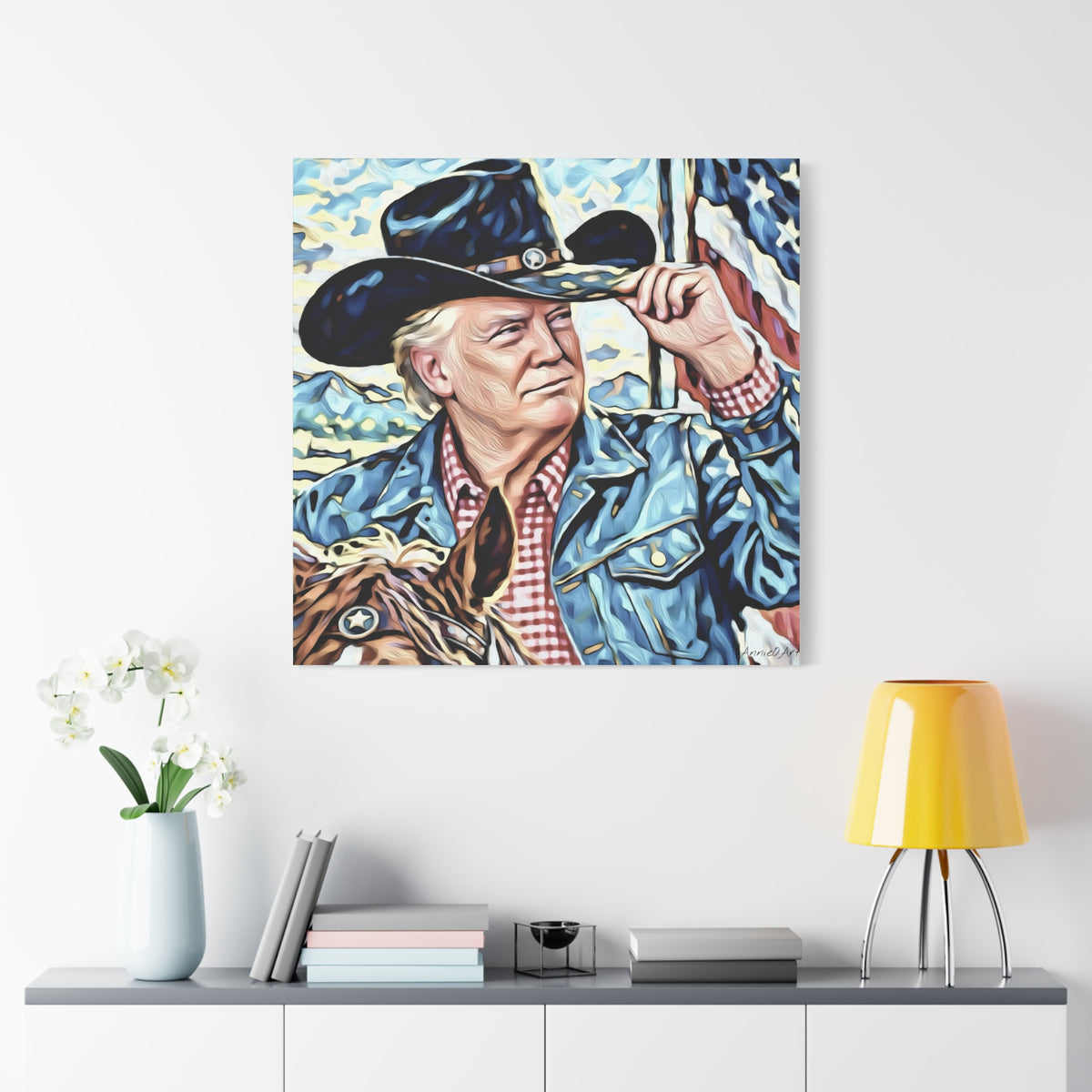 Trump Patriotic Cowboy Portrait Canvas