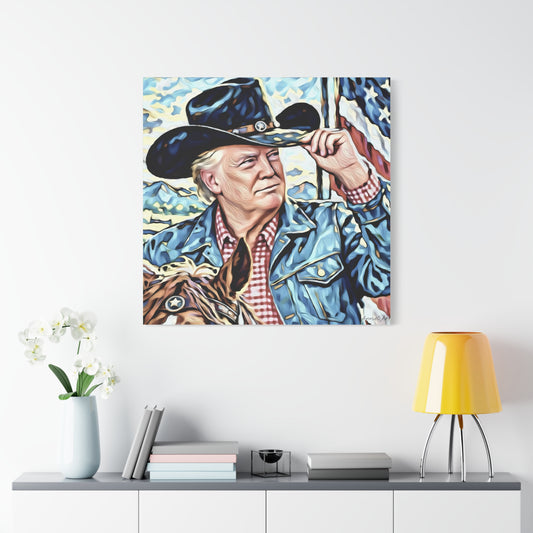 Trump Patriotic Cowboy Portrait Canvas