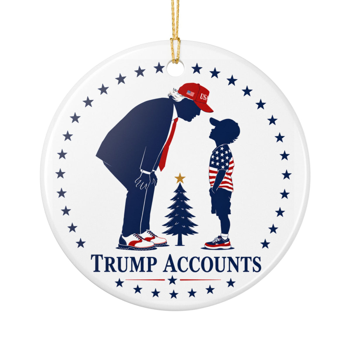 Patriotic "Grandpa Trump Gave You a Grand—Now Our Family Will Help It Grow!”—Trump Accounts Holiday Decoration Ceramic Ornament